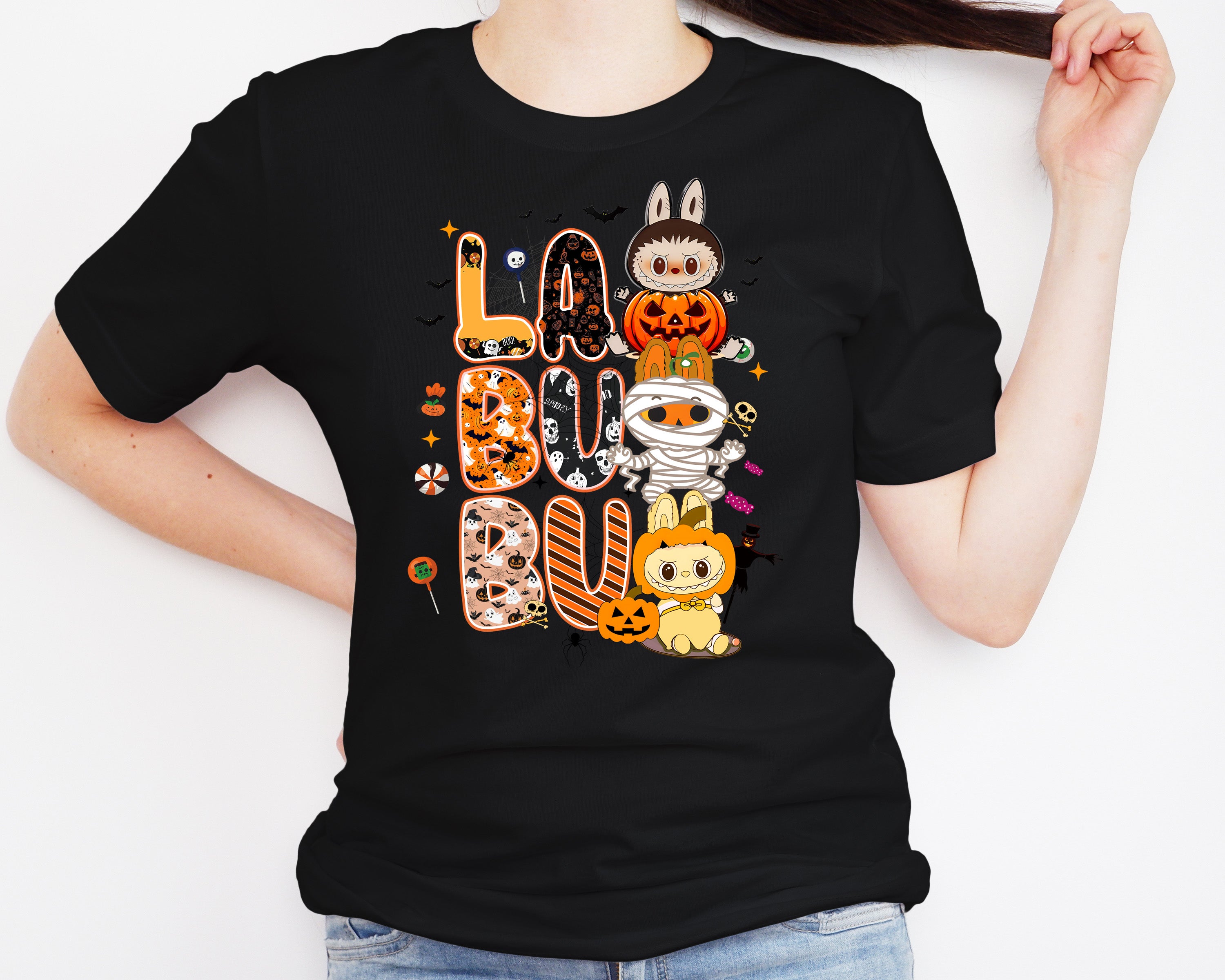 Halloween Labubu DTF Transfer | Cute Spooky Characters & Candy Design
