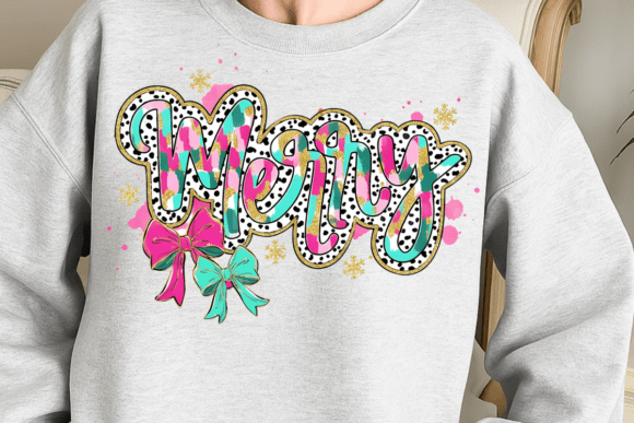 Merry Leopard Print Christmas DTF Transfer – 11" Holiday Print with Bows