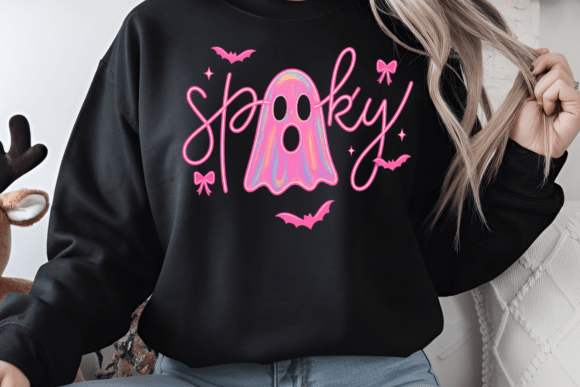 Spooky Pink Ghost DTF Transfer – 11" Halloween Print