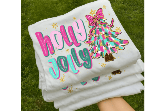 Holly Jolly Christmas Tree DTF Transfer – 11" Holiday Print