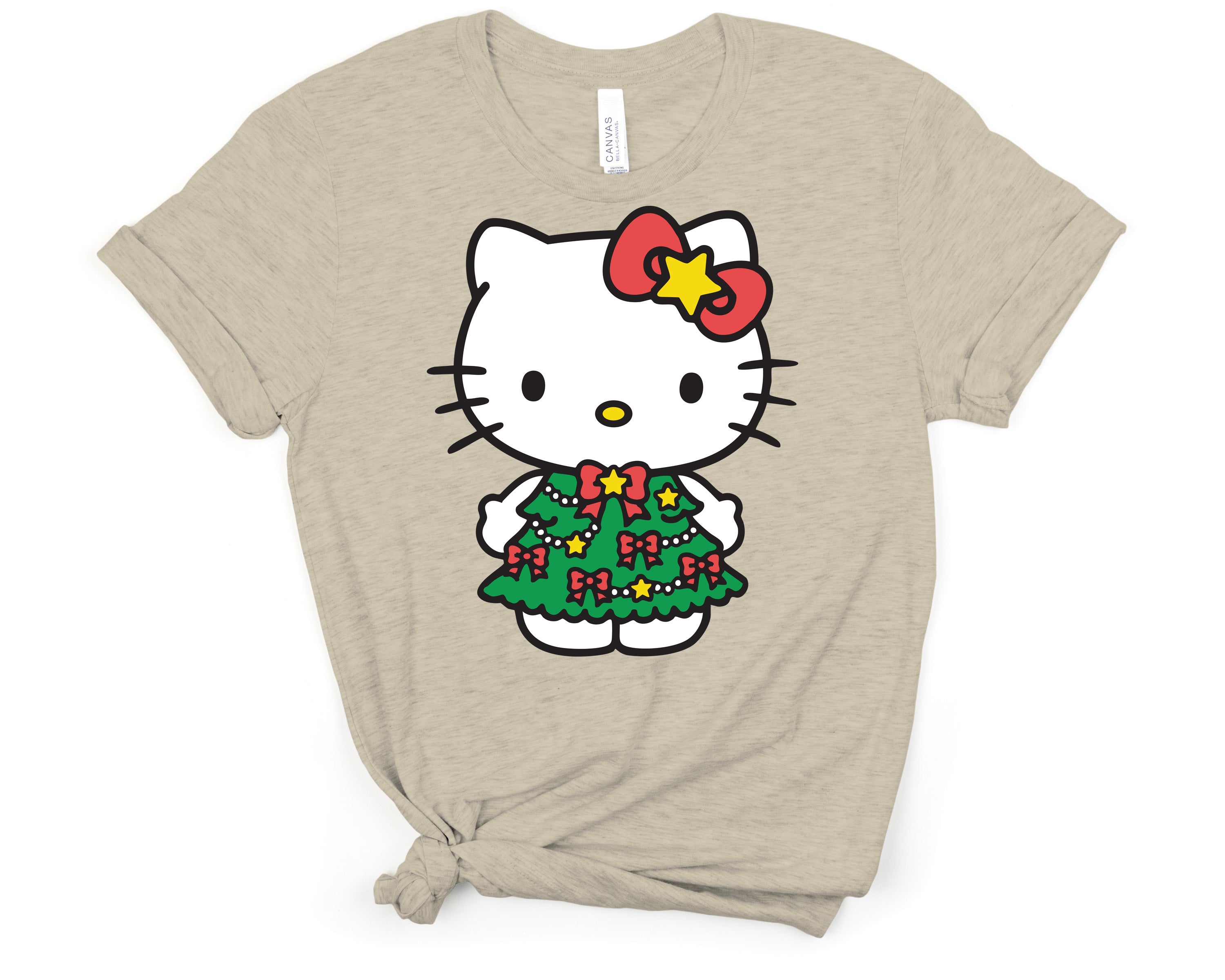 Cute Christmas (HK) Kitty in Tree Dress DTF Transfer