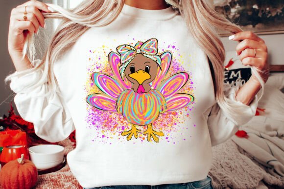 Colorful Turkey DTF Transfer 11" Wide | Thanksgiving Tie-Dye Bow Design