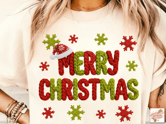 Chunky Knit “Merry Christmas” DTF Transfer – 11 in | Holiday Christmas Shirt Design