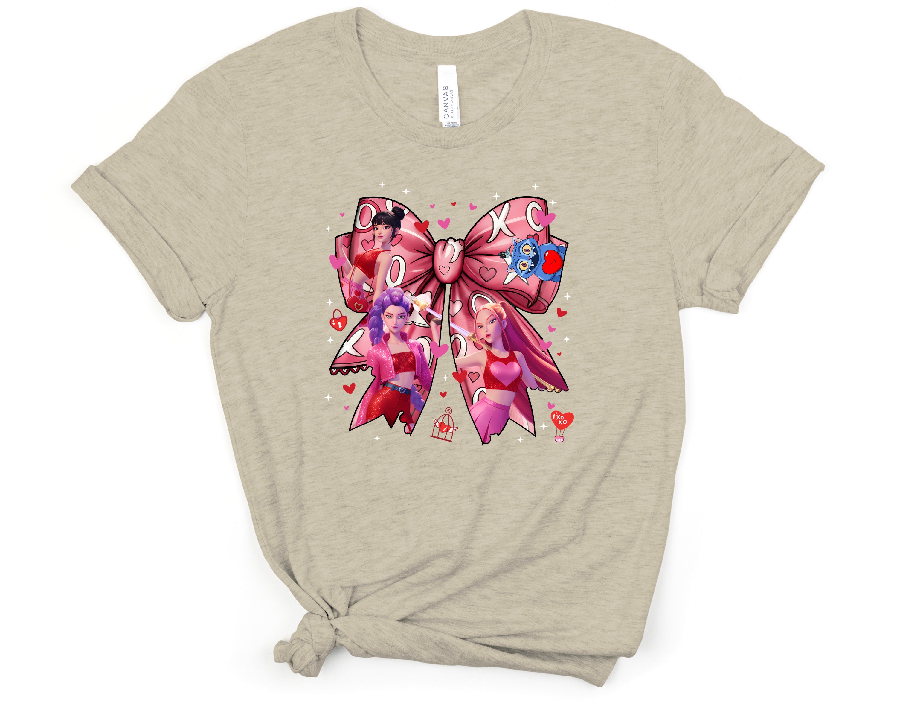 Valentine Bow K-Pop Demon Hunters DTF Heat Transfer | Pink Heart Bow Design