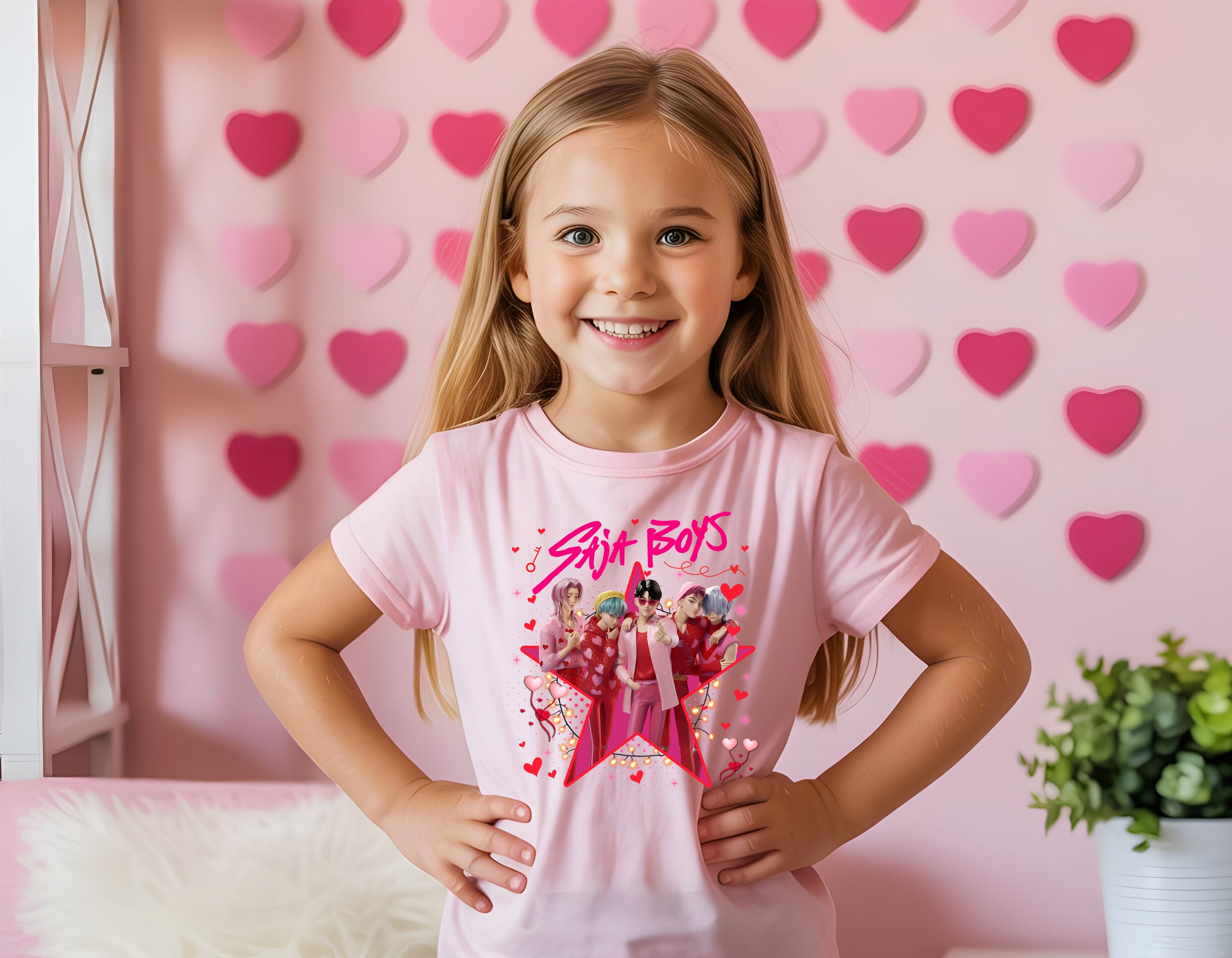 Saja Boys Valentine DTF Heat Transfer | Cute Pink Heart Design