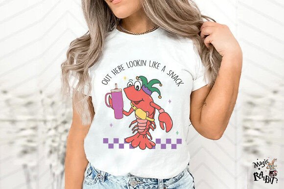 Out Here Lookin Like a Snack DTF Transfer | Funny Mardi Gras Crawfish Design | Heat Press Ready