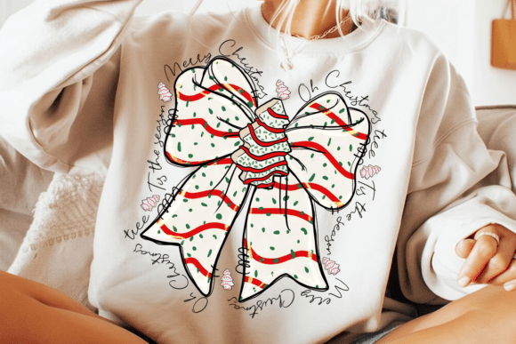 Christmas Bow DTF Transfer – 11" Festive Ribbon with Script Holiday Lyrics