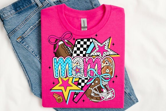 Football Mama DTF Transfer 11" Wide | Sporty Stars & Checkered Game Day Design