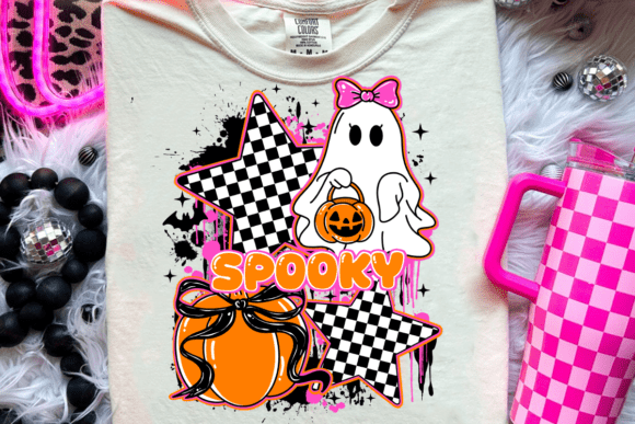Spooky Ghost with Bow – 11" Halloween DTF Transfer