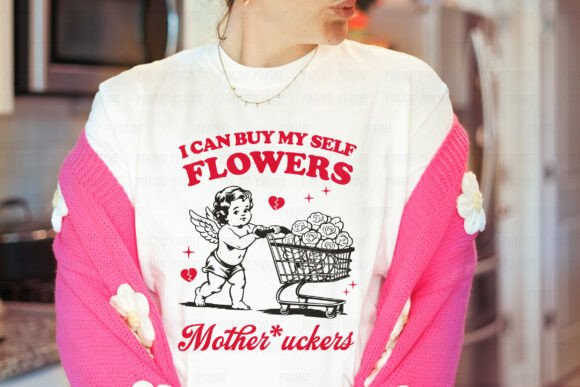 I Can Buy Myself Flowers DTF Transfer | Funny Anti-Valentine Cupid Design | Heat Press Ready