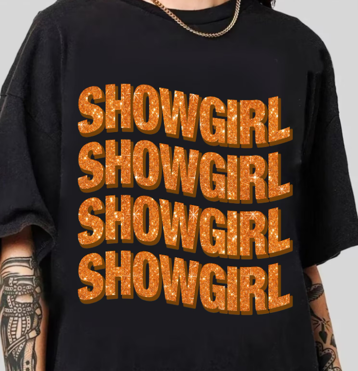 ✨ SHOWGIRL ✨ Stacked Retro Glitter DTF Transfer