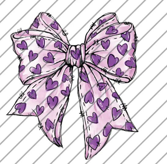Valentine Heart Bow DTF Transfer | Hand-Drawn Bow Design | Heat Press Ready