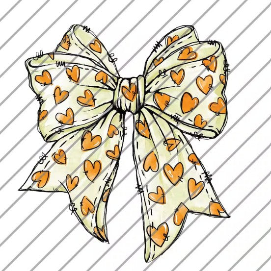 Valentine Heart Bow DTF Transfer | Hand-Drawn Bow Design | Heat Press Ready