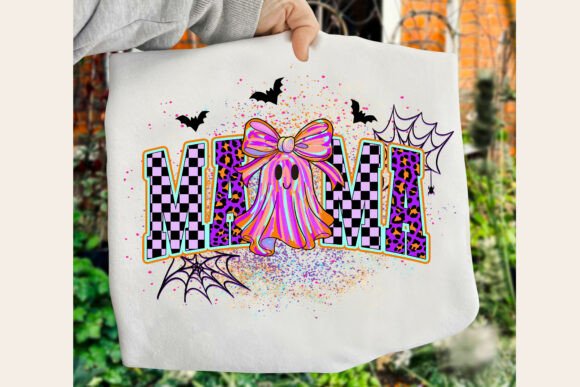 Spooky Mama Halloween DTF Transfer | Neon Ghost, Bats & Webs Design