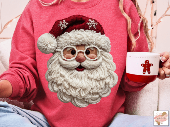 Chunky Yarn Santa Face Christmas DTF Transfer – 11 in | Holiday Santa Shirt Design