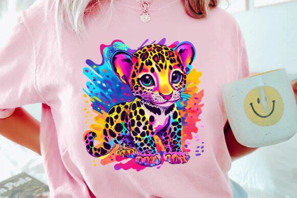 Neon Leopard Cub DTF Transfer | Bright Colorful Animal Print Design