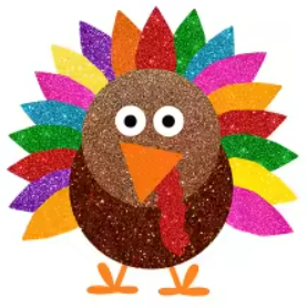 Faux Glitter Turkey DTF Transfer – 11" Heat Press Print